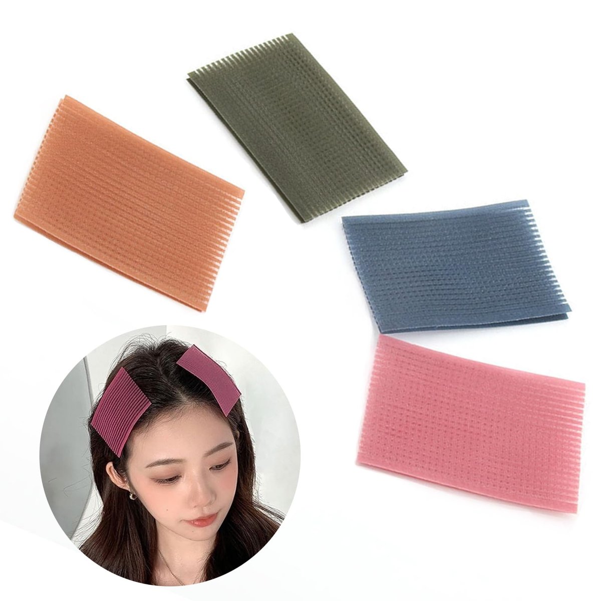 Snmzlc Haar-Pad-Set 16 Stück – Haaraufsatz-Pads für Damen und Herren, Haarclips zum Stylen und Abteilen (Pink, Coffee, Dunkelgrün, Dunkelblau)