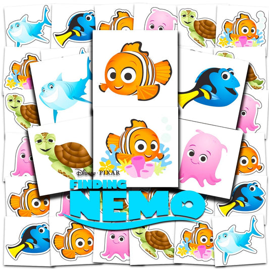 Disney Finding Nemo Tattoos Party Favors Bundle – 72 temporäre Tattoos für Kinder, Jungen und Mädchen (Finding Nemo Partyzubehör)