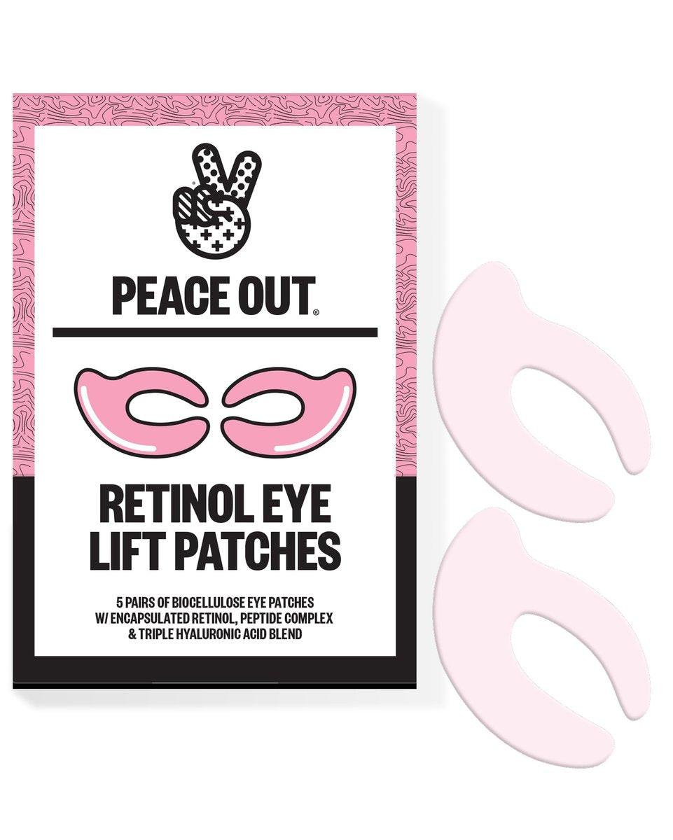PEACE OUT Retinol Eye Lift Patches – 360° Biocellulose-Maske mit verkapseltem Retinol, Peptiden & Hyaluronsäure für sichtbar verbesserte feine Linien und Falten (5 Paare)