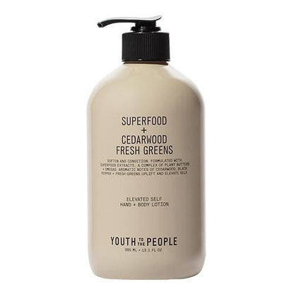 Youth To The People Superfood Hand + Body Lotion 13,1 fl oz – Omega-reiche Pflanzenbutter + Antioxidantien Feuchtigkeitscreme, beruhigt trockene + stumpfe Haut, nicht fettend, aromatischer Duft, vegan