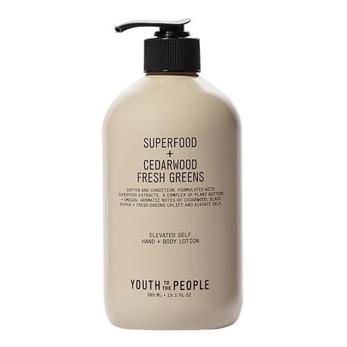 Youth To The People Superfood Hand + Body Lotion 13,1 fl oz – Omega-reiche Pflanzenbutter + Antioxidantien Feuchtigkeitscreme, beruhigt trockene + stumpfe Haut, nicht fettend, aromatischer Duft, vegan