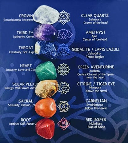 Kristalle und Heilsteine Premium Kit Samtbeutel - 7 Chakra Steine Set, E-Book, Geschenk (Winzige 7 Chakra Steine)