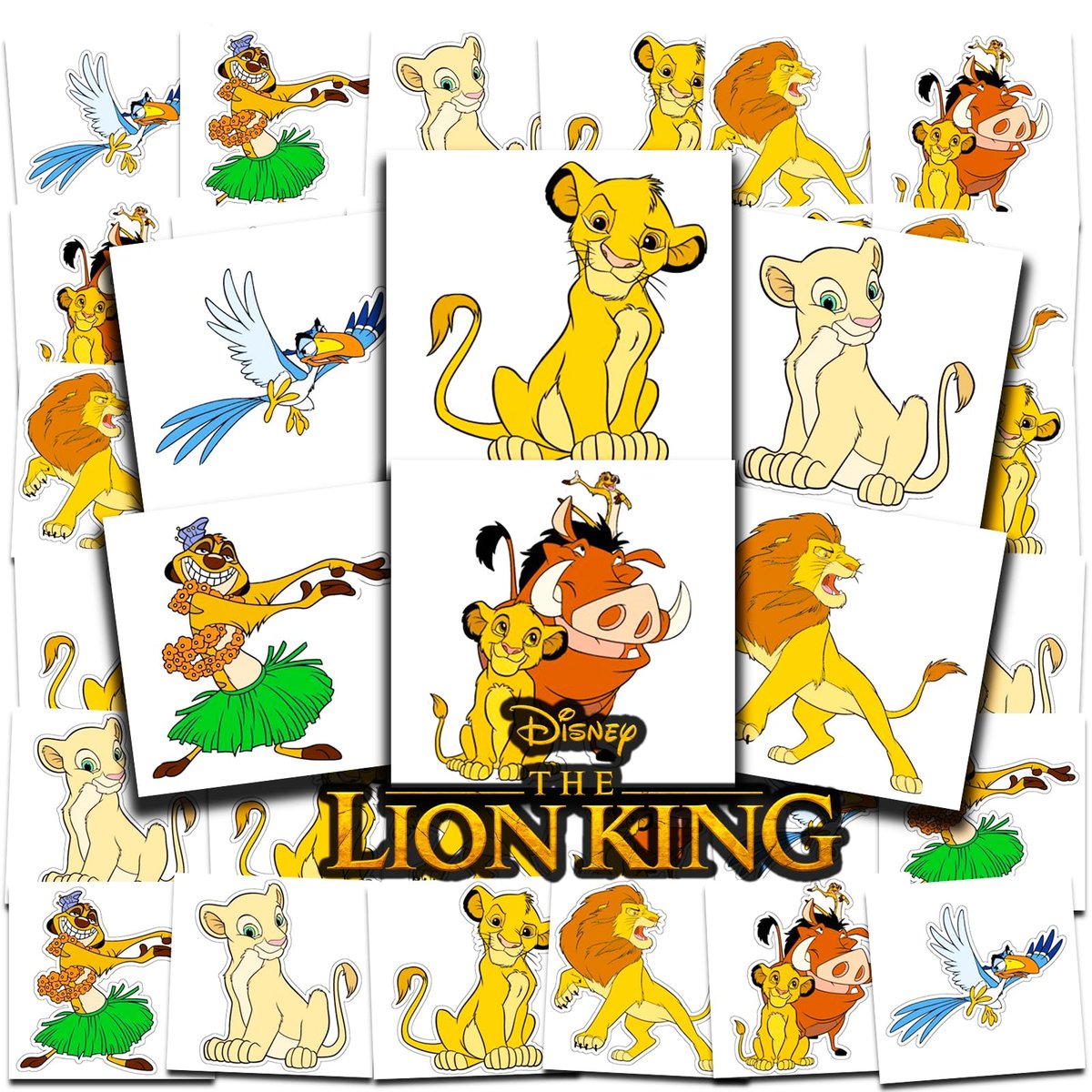 Disney Der König der Löwen Tattoos Party-Geschenke Bundle ~ 72 einzeln perforierte 2" x 2" temporäre Tattoos für Kinder, Jungen, Mädchen (König der Löwen Partyzubehör)