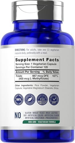 Carlyle L-Methylfolat 400 mcg | 120 vegane Kapseln | Optimiertes und aktiviertes Methylfolat | Non-GMO & glutenfrei | von Opti-Folate