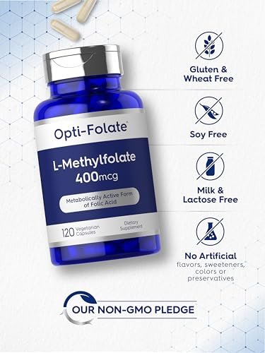 Carlyle L-Methylfolat 400 mcg | 120 vegane Kapseln | Optimiertes und aktiviertes Methylfolat | Non-GMO & glutenfrei | von Opti-Folate