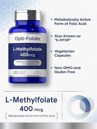 Carlyle L-Methylfolat 400 mcg | 120 vegane Kapseln | Optimiertes und aktiviertes Methylfolat | Non-GMO & glutenfrei | von Opti-Folate
