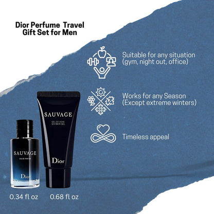 Dior Sauvage Herrenduft – Miniatur Parfüm-Geschenkset EDP & Duschgel Duo Reiseset