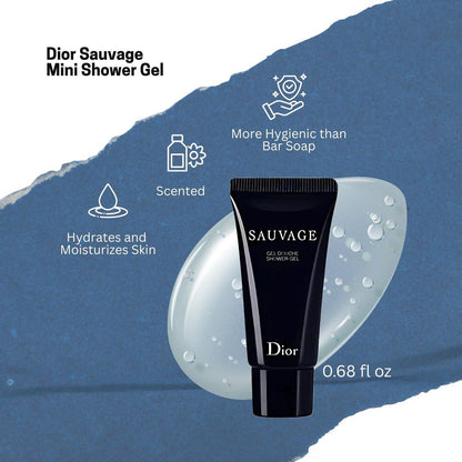 Dior Sauvage Herrenduft – Miniatur Parfüm-Geschenkset EDP & Duschgel Duo Reiseset