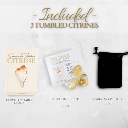 ZATNY Natürliche Tumbled Citrin Kristallsteine – 3 Stück 0,5''-1'' Edelsteine für Heilung, Angst, Wohlstand, Geld, Überfluss, Erfolg, Wohlstand – Chakra – Reiki – Citrin Kristallstein – Tumbled Stones