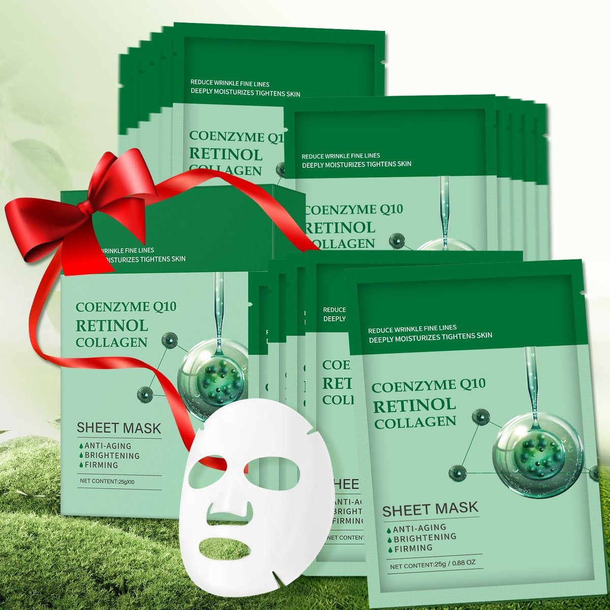 YAFUSIPE Kollagen-Gesichtsmaske Blattmaske Anti-Aging-Hautpflege mit Retinol, 10 Stück