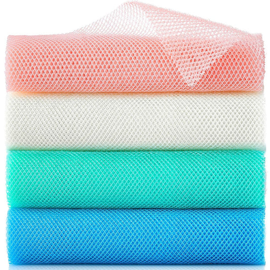 4-teiliges afrikanisches Peeling-Netz, langer afrikanischer Netzschwamm, Nylon-Afrikanisches-Netztuch, Peeling-Waschlappen, Körperpeeling für die Dusche, Rückenpeeling, Hautglätter für das Bad (mehrfarbig, 4 Stück)