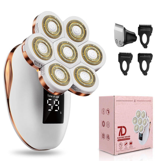 2-in-1 Elektrischer Rasierer für Frauen – 7D Rotationsrasierer, Nass/Trocken, wiederaufladbar, für Beine, Gesicht, Bikini, Lippen – Sanfte Haarentfernung