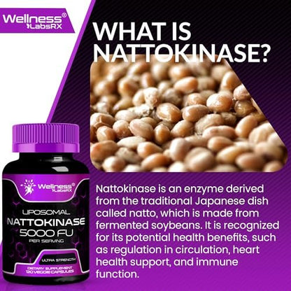 Nattokinase Kapseln 5000 FU – Enzym aus japanischem Natto – Laborgeprüft – 120 Kapseln
