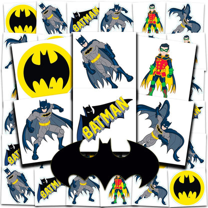Batman Tattoos Party Favors Bundle ~ 72 perforierte Einzel-Tattoos 2" x 2" Batman temporäre Tattoos für Kinder Jungen Mädchen (Batman Partyzubehör)