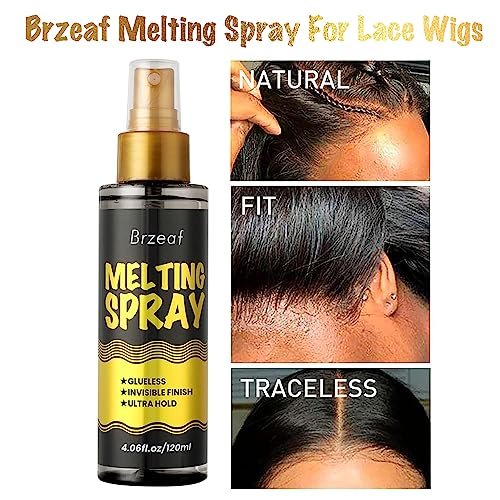 Brzeaf Lace Melting Spray und Wig Band (120 ml) – Extremer Halt für Perücken, schnelltrocknend, natürlicher Finish