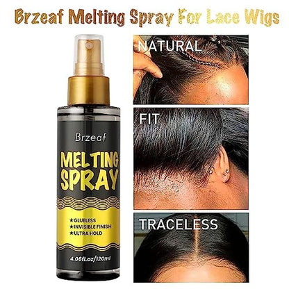 Brzeaf Lace Melting Spray und Wig Band (120 ml) – Extremer Halt für Perücken, schnelltrocknend, natürlicher Finish