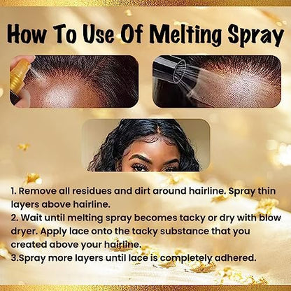 Brzeaf Lace Melting Spray und Wig Band (120 ml) – Extremer Halt für Perücken, schnelltrocknend, natürlicher Finish