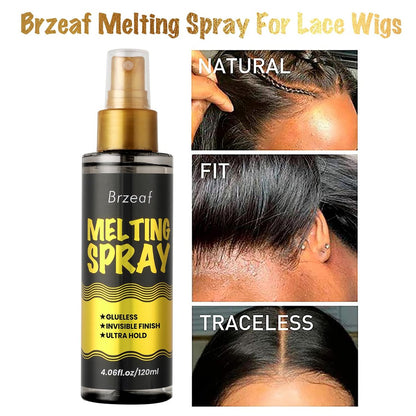 Brzeaf Lace Melting Spray und Wig Band (120 ml) – Extremer Halt für Perücken, schnelltrocknend, natürlicher Finish