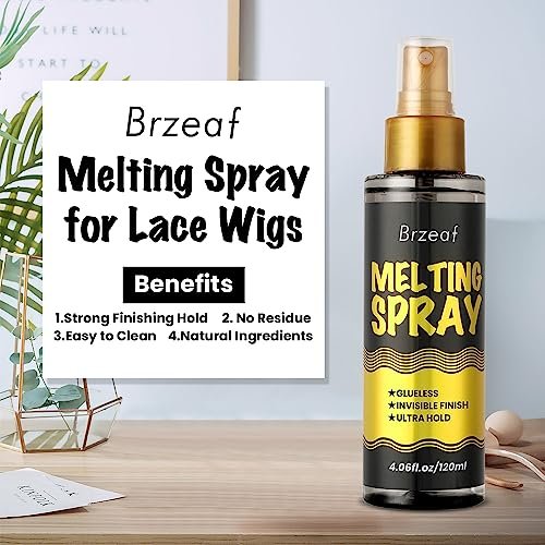 Brzeaf Lace Melting Spray und Wig Band (120 ml) – Extremer Halt für Perücken, schnelltrocknend, natürlicher Finish