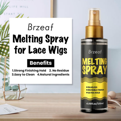 Brzeaf Lace Melting Spray und Wig Band (120 ml) – Extremer Halt für Perücken, schnelltrocknend, natürlicher Finish