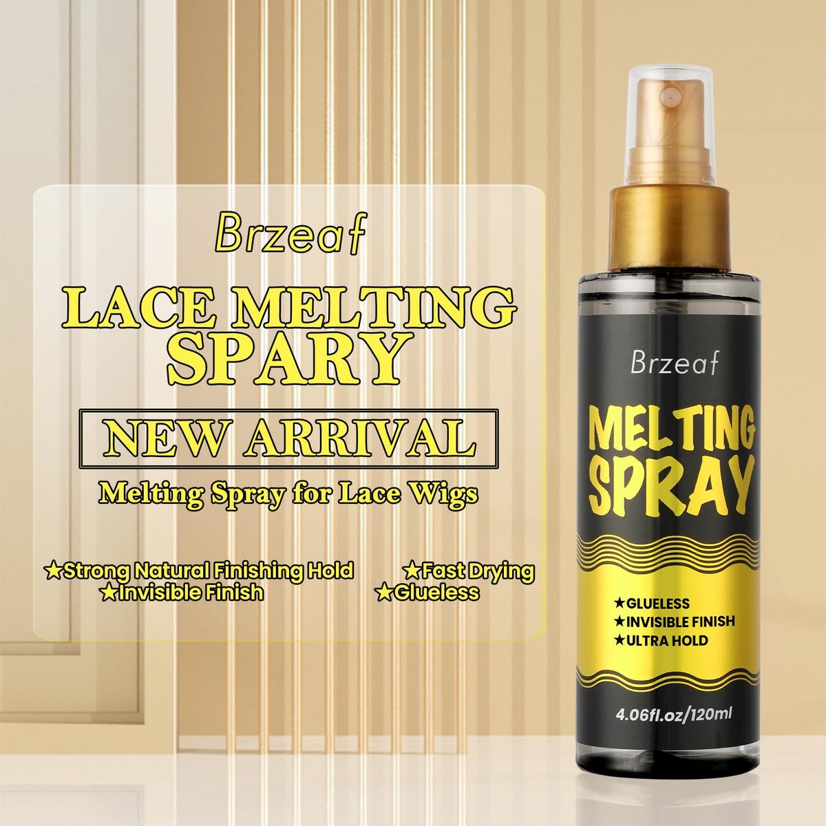Brzeaf Lace Melting Spray und Wig Band (120 ml) – Extremer Halt für Perücken, schnelltrocknend, natürlicher Finish