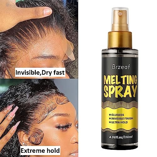 Brzeaf Lace Melting Spray und Wig Band (120 ml) – Extremer Halt für Perücken, schnelltrocknend, natürlicher Finish