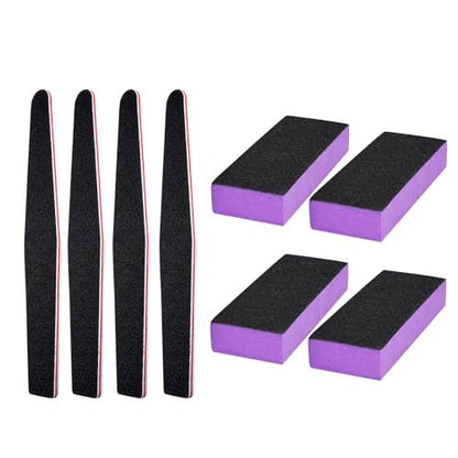 LNAUJS Professionelles Maniküre-Werkzeug-Set, 8-teiliges Nagelfeilen- und Buffer-Set, Schwarze Nagelfeile mit 100/180er Körnung zum Schleifen, Polieren und Glätten