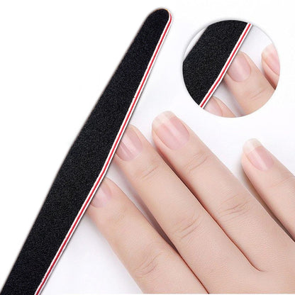 LNAUJS Professionelles Maniküre-Werkzeug-Set, 8-teiliges Nagelfeilen- und Buffer-Set, Schwarze Nagelfeile mit 100/180er Körnung zum Schleifen, Polieren und Glätten