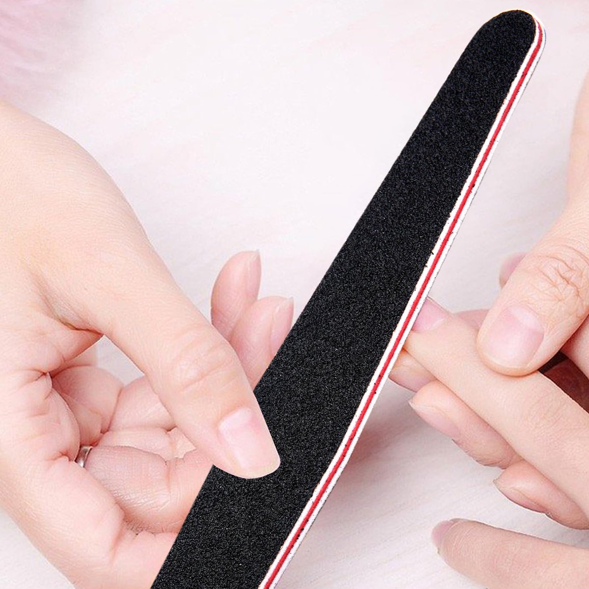 LNAUJS Professionelles Maniküre-Werkzeug-Set, 8-teiliges Nagelfeilen- und Buffer-Set, Schwarze Nagelfeile mit 100/180er Körnung zum Schleifen, Polieren und Glätten