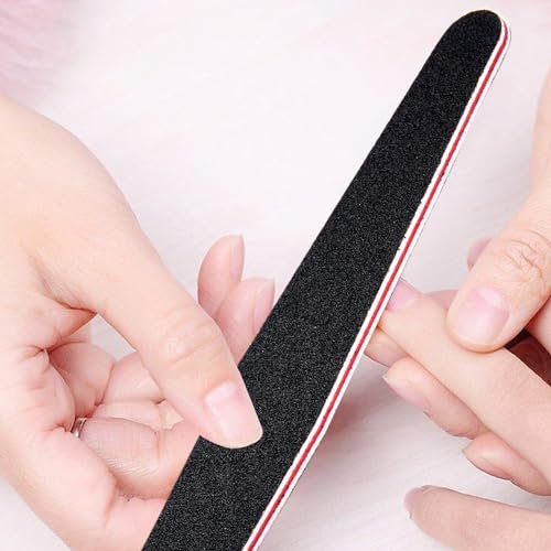 LNAUJS Professionelles Maniküre-Werkzeug-Set, 8-teiliges Nagelfeilen- und Buffer-Set, Schwarze Nagelfeile mit 100/180er Körnung zum Schleifen, Polieren und Glätten