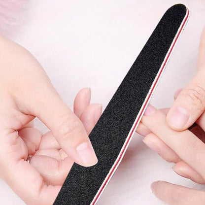 LNAUJS Professionelles Maniküre-Werkzeug-Set, 8-teiliges Nagelfeilen- und Buffer-Set, Schwarze Nagelfeile mit 100/180er Körnung zum Schleifen, Polieren und Glätten