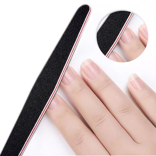 LNAUJS Professionelles Maniküre-Werkzeug-Set, 8-teiliges Nagelfeilen- und Buffer-Set, Schwarze Nagelfeile mit 100/180er Körnung zum Schleifen, Polieren und Glätten