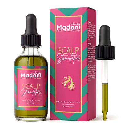 Madani Naturals Scalp Stimulator Haarwuchsöl mit Rosmarinöl & Minze – Haarbruch und trockene Kopfhaut Behandlung für alle Haartypen, stärkt das Haar und stoppt Haarausfall, 60 ml