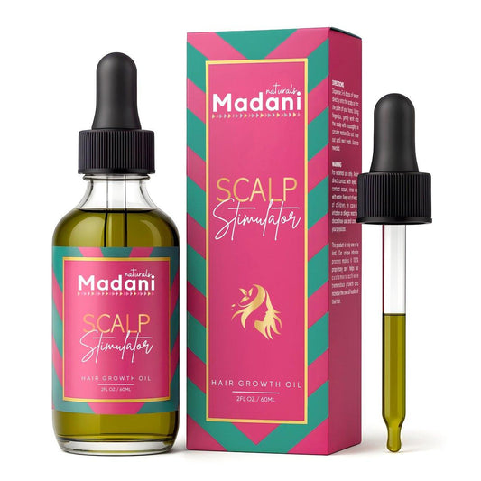Madani Naturals Scalp Stimulator Haarwuchsöl mit Rosmarinöl & Minze – Haarbruch und trockene Kopfhaut Behandlung für alle Haartypen, stärkt das Haar und stoppt Haarausfall, 60 ml