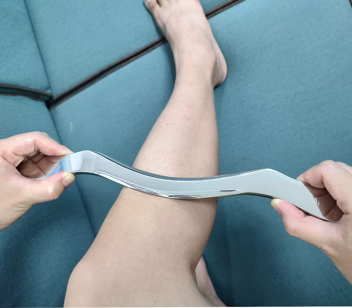 GYX COELE Muskel-Schaber aus Edelstahl – Gua Sha Scraping Massagewerkzeug, IASTM-Werkzeug für physikalische Therapie, 35,6 cm lang (Doppelschneide)