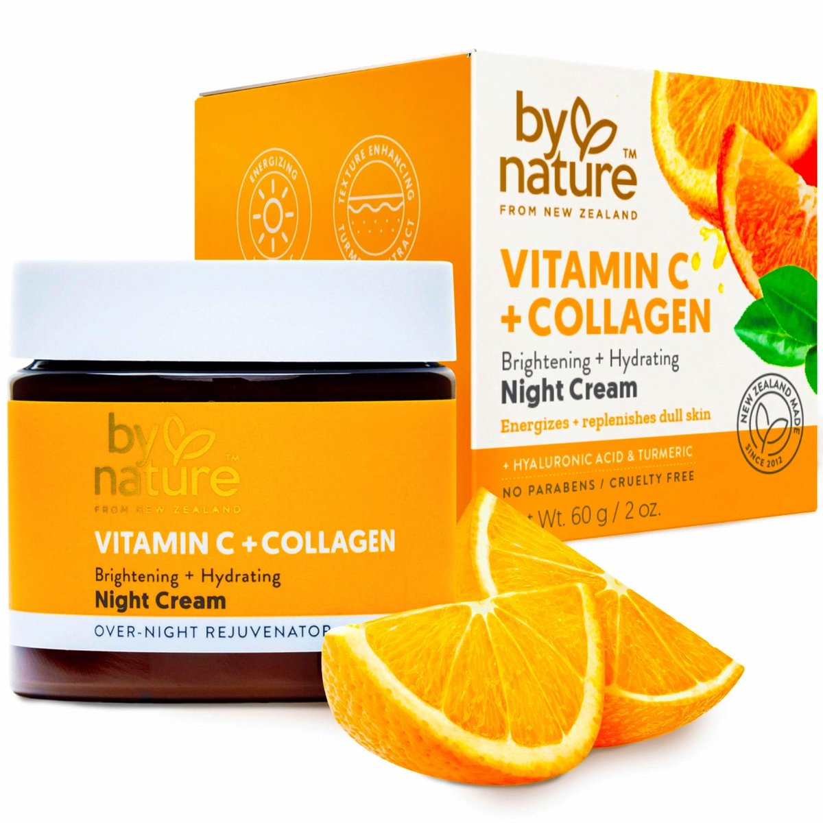 By Nature Face Night Cream - Vitamin C + Collagen PM Feuchtigkeitscreme für das Gesicht, 60 ml