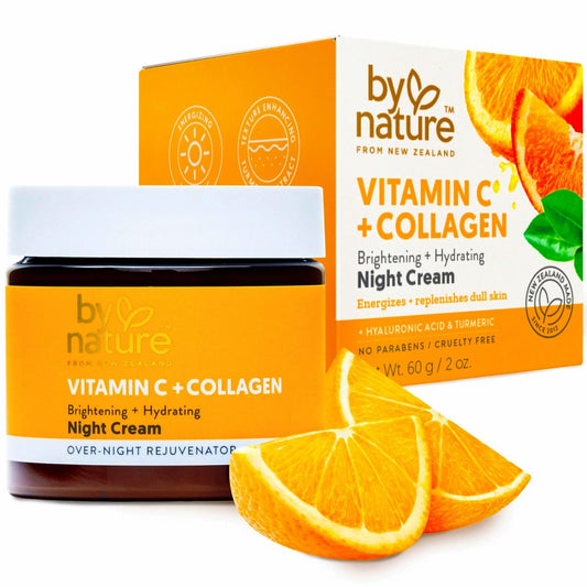 By Nature Face Night Cream - Vitamin C + Collagen PM Feuchtigkeitscreme für das Gesicht, 60 ml