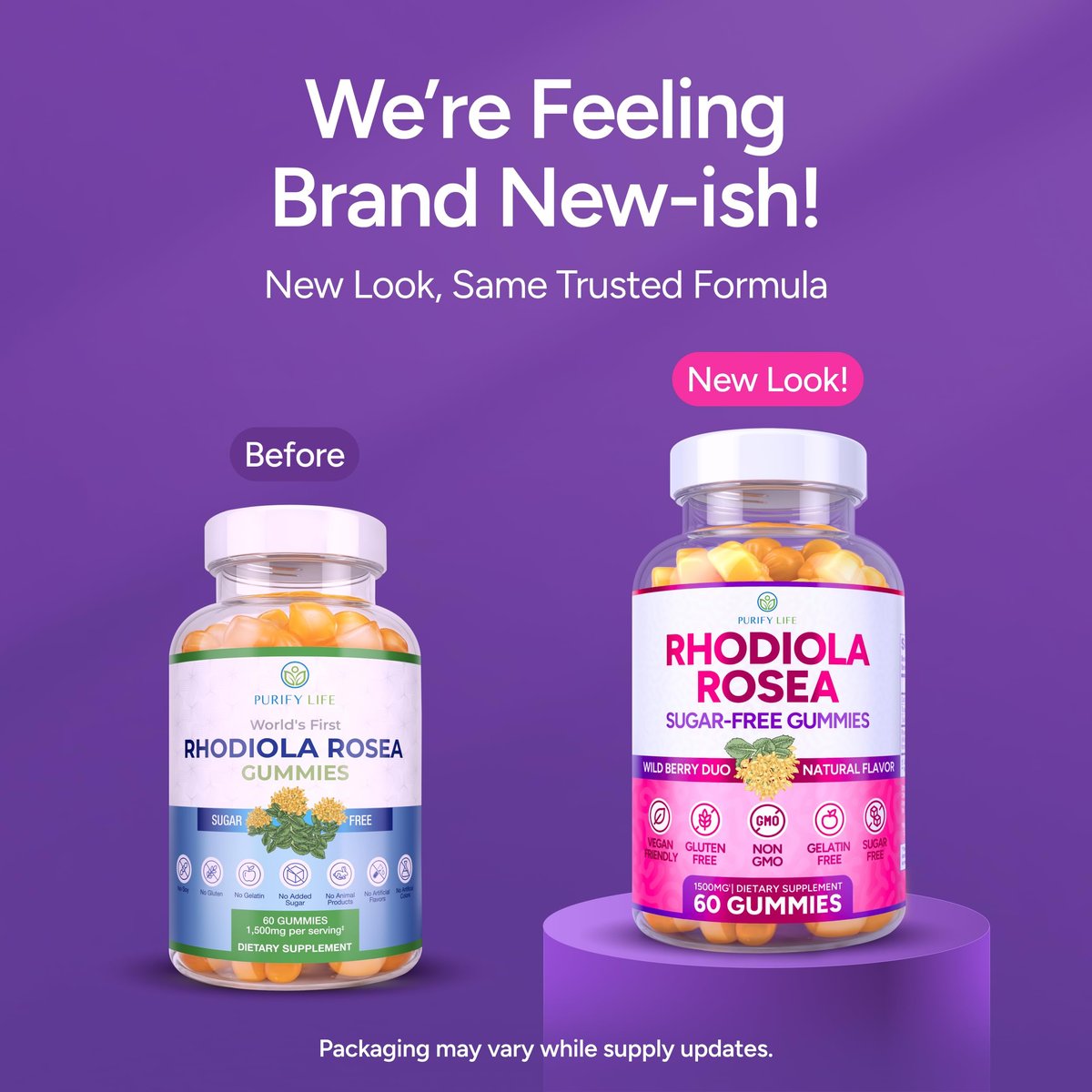 Zuckerfreie Rhodiola Rosea Gummibärchen (1500 mg/Portion) - Cortisol Detox & Nebennierenunterstützung - Rhodiola Rosea Supplement für Stimmung, Ausdauer & Leistung, Motivation, Non-GMO, 60 vegane Fruchtgummis
