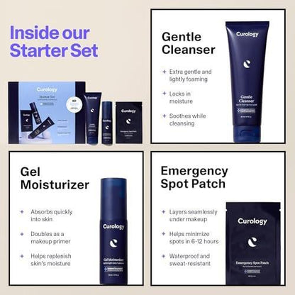 Curology Hautpflege Starter Geschenkset – Sanfte Essentials mit Notfall-Pickel-Pflastern für alle Hauttypen, 60-Tage-Vorrat