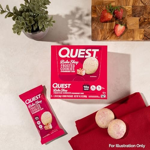 Quest Nutrition Frosted Cookies Twin Pack, Erdbeerkuchen, 1g Zucker, 10g Protein, 2g Netto-Kohlenhydrate, Glutenfrei, 16 Kekse