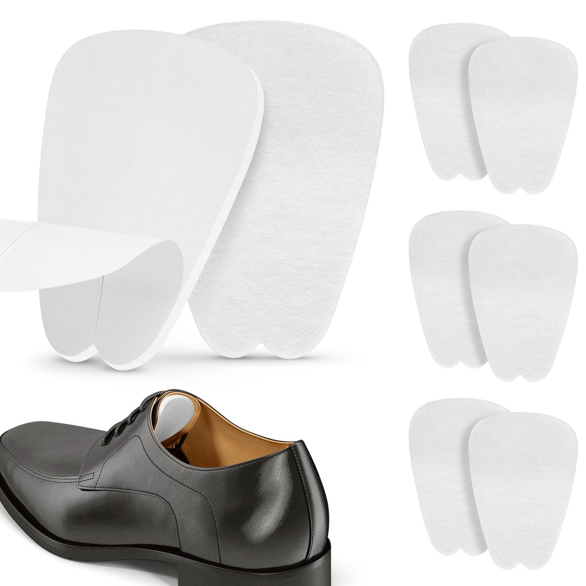 COMFWALK Filz-Zungenpolster für Schuhe – Weiche selbstklebende Schuheinlagen (3 Paar, Weiß)