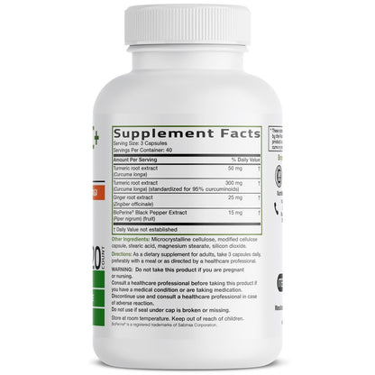 Bronson Kurkuma + Ingwer Extra Stark Gelenke & Verdauung mit BioPerine, Non-GMO, 120 Kapseln