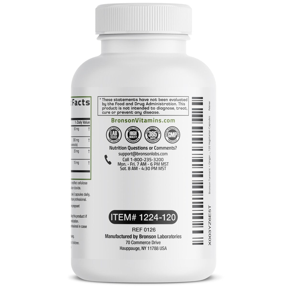 Bronson Kurkuma + Ingwer Extra Stark Gelenke & Verdauung mit BioPerine, Non-GMO, 120 Kapseln
