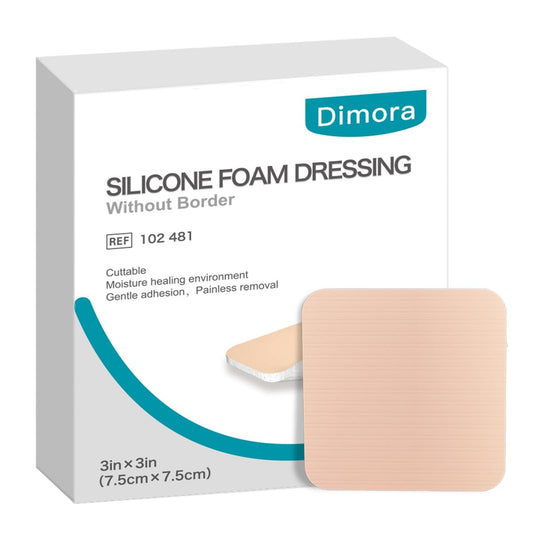 Dimora Silikon-Schaumverband ohne Rand 10er-Pack – 3x3 Zoll, hochsaugfähige, haftende, wasserdichte Wundauflagen, schneidbare Pads für die Wundversorgung