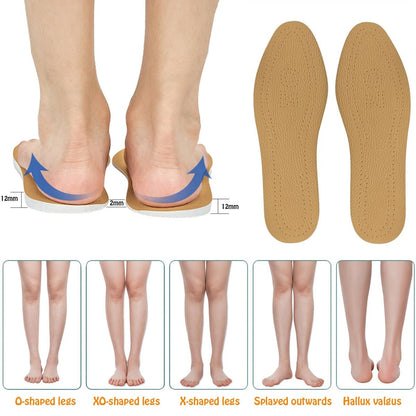 Supination Einlagen, O/X-Bein Korrektur Einlagen aus Braunem Kunstleder, für Fußausrichtung, Metatarsalgie, O-Beine, Haltungsverbesserung, für Damen und Herren (Farbe: Supination, Größe: 43/44)