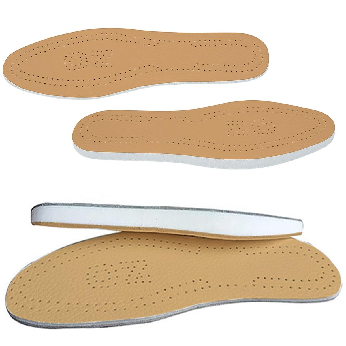 Supination Einlagen, O/X-Bein Korrektur Einlagen aus Braunem Kunstleder, für Fußausrichtung, Metatarsalgie, O-Beine, Haltungsverbesserung, für Damen und Herren (Farbe: Supination, Größe: 43/44)
