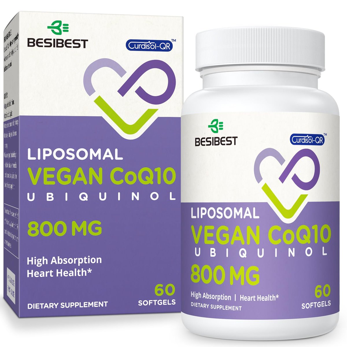 Liposomales Ubiquinol CoQ10 800 mg – Hochdosiertes, aktives Coenzym Q10 für Herz, Gehirn & Energie – 60 vegane Softgels