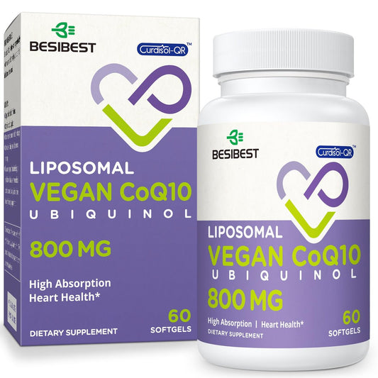 Liposomales Ubiquinol CoQ10 800 mg – Hochdosiertes, aktives Coenzym Q10 für Herz, Gehirn & Energie – 60 vegane Softgels