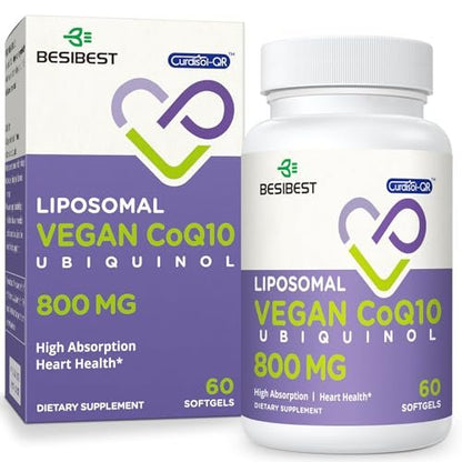 Liposomales Ubiquinol CoQ10 800 mg – Hochdosiertes, aktives Coenzym Q10 für Herz, Gehirn & Energie – 60 vegane Softgels