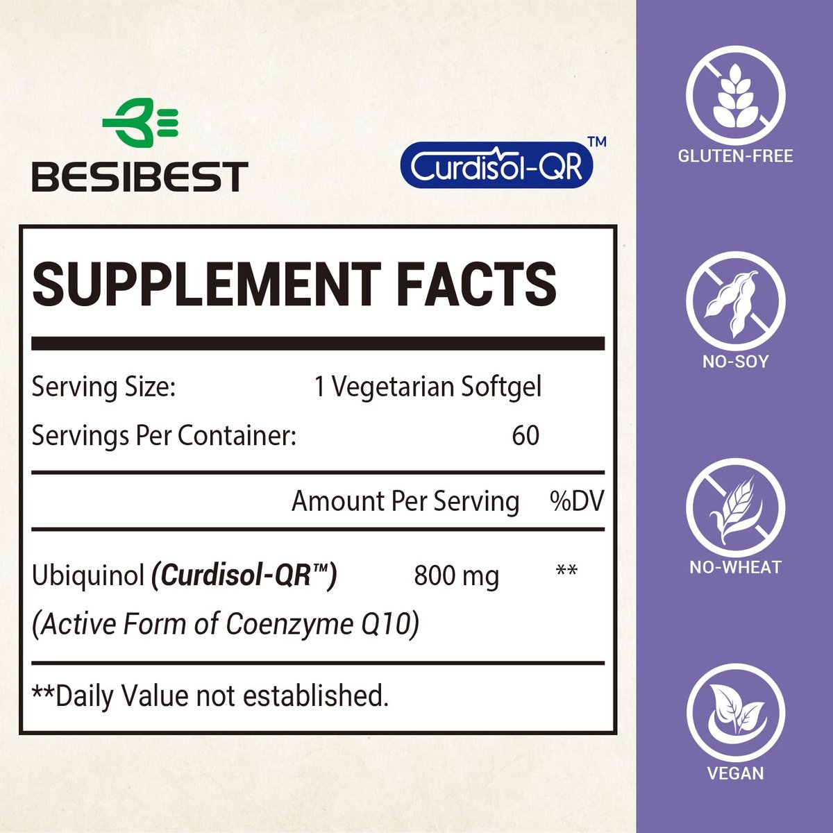 Liposomales Ubiquinol CoQ10 800 mg – Hochdosiertes, aktives Coenzym Q10 für Herz, Gehirn & Energie – 60 vegane Softgels
